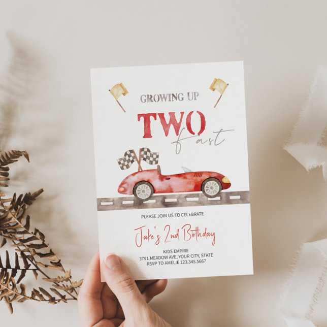Red TWO Fast Race Car Birthday Invitation  (Creator Uploaded)