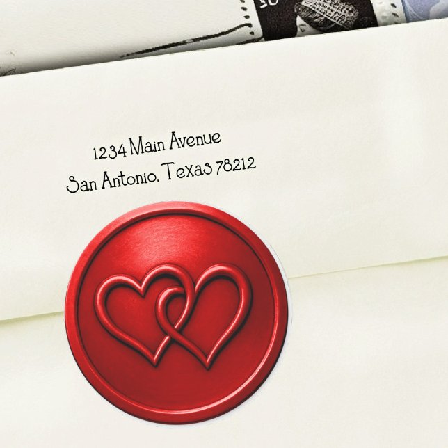 Red Two Hearts Intertwined Wedding Classic Round Sticker (Creator Uploaded)