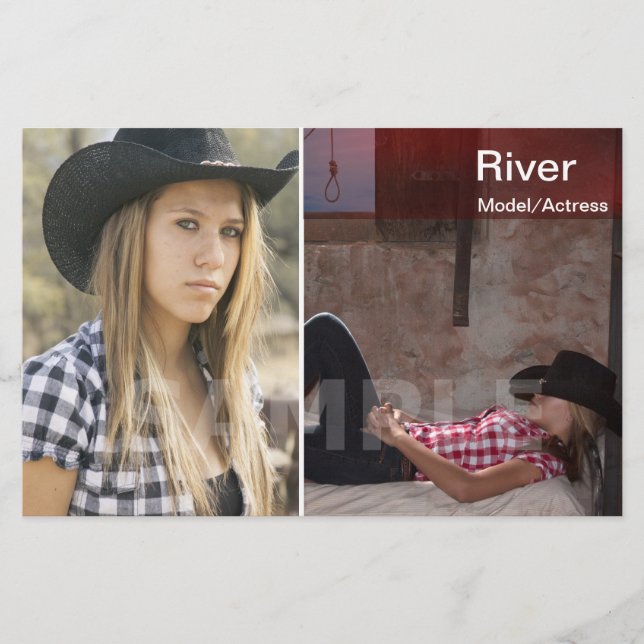 Red Two Sided Headshot Zed Card/Comp Card (Front)