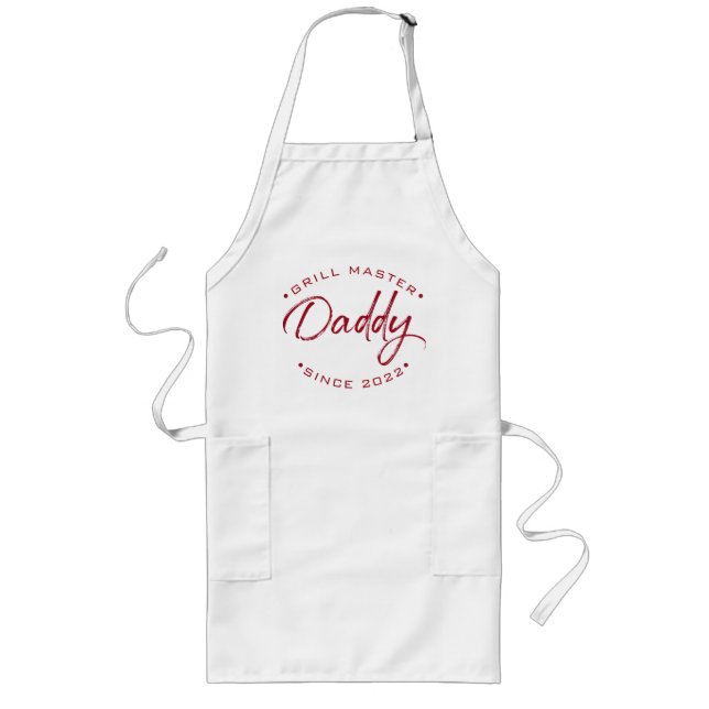 Red Type Grill Master Daddy Since Custom Year Long Apron (Front)
