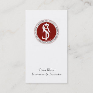 Red Typographic American Sign Language Interpreter Business Card