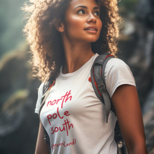 Red Typography Font Greenland North Pole South T-Shirt