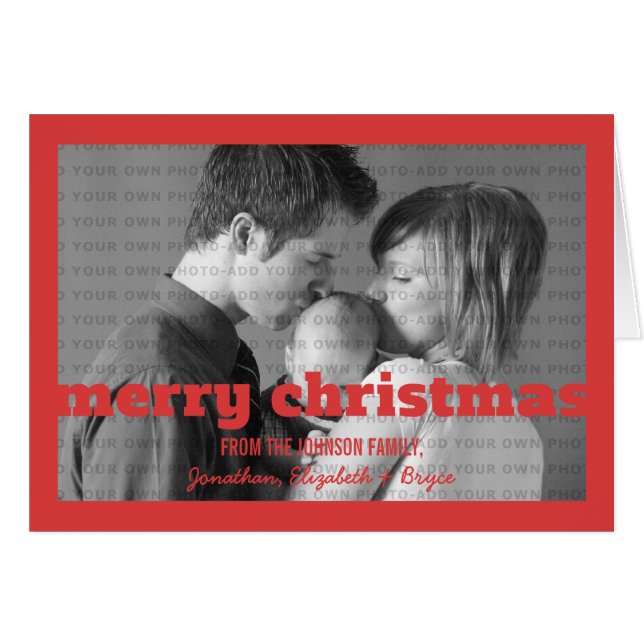 Red Typography Merry Christmas Greeting Card (Front Horizontal)