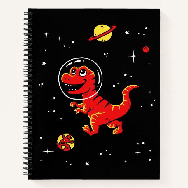 Red Tyrannosaurus Rex Dinos In Space Notebook (Front)