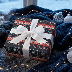 Red Ugly Christmas Sweater Fair Isle Gift Wrap
