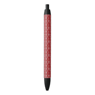 Red ugly Christmas sweater pattern Black Ink Pen