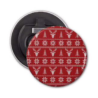 Red ugly Christmas sweater pattern  Bottle Opener