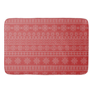 Red ugly sweater christmas holidays bath mat