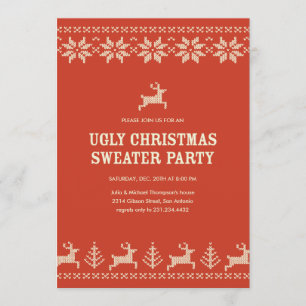 Red Ugly Sweater Party Invitations