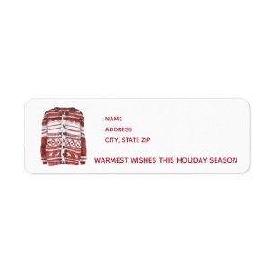 Red Ugly Sweater / Warm Wishes / Christmas Design Return Address Label