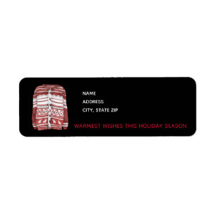 Red Ugly Sweater / Warm Wishes / Christmas Design Return Address Label