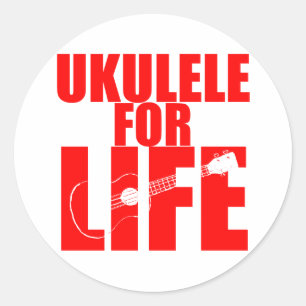Red Ukulele Classic Round Sticker