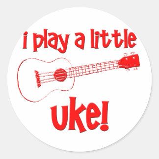 Red Ukulele Classic Round Sticker