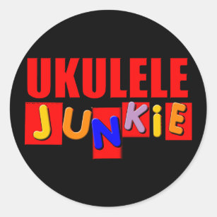 Red Ukulele Classic Round Sticker