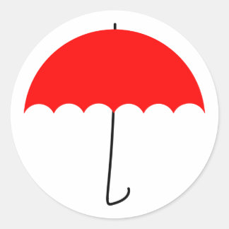 Red umbrella classic round sticker