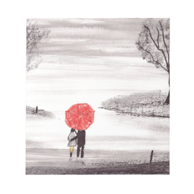 Red umbrella love couple notepad (Front)