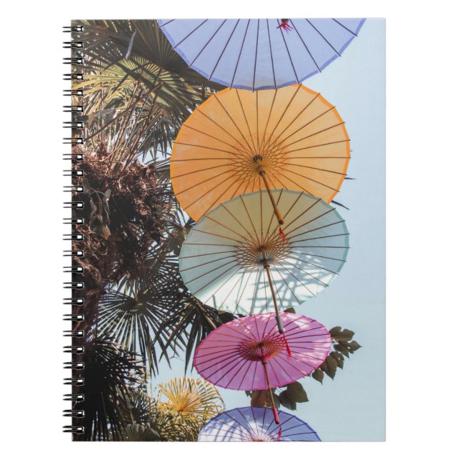 Red umbrella on green tree notebook (Front)