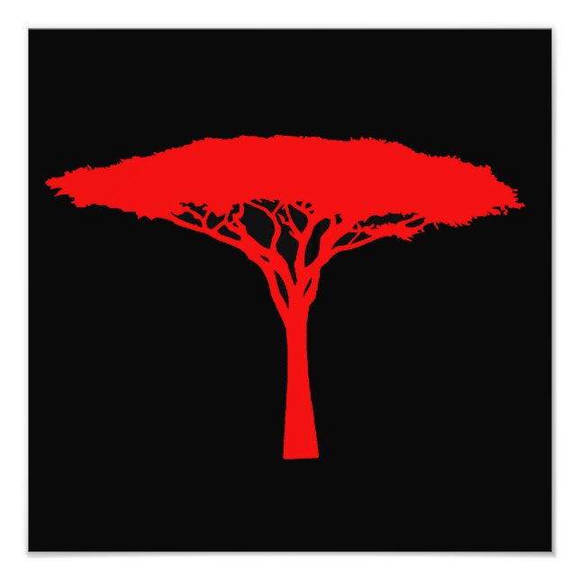 Red Umbrella Tree Photo Print (Front)