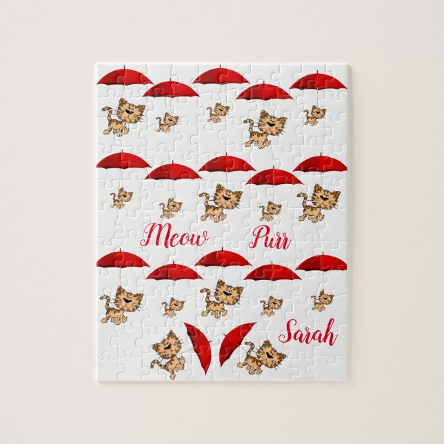 Red Umbrellas Cats Jigsaw Puzzle Daisy (Vertical)