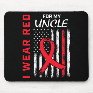 Red Uncle Heart Disease Awareness Flag Niece Nephe Mouse Pad