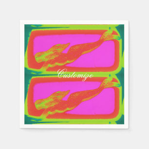 red underwater mermaids pink napkin