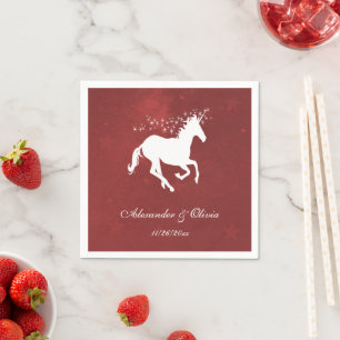 Red Unicorn Bridal Shower Napkin