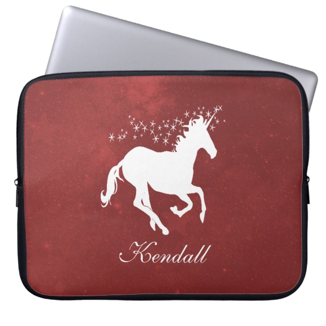 Red Unicorn Personalised Laptop Sleeve (Front)