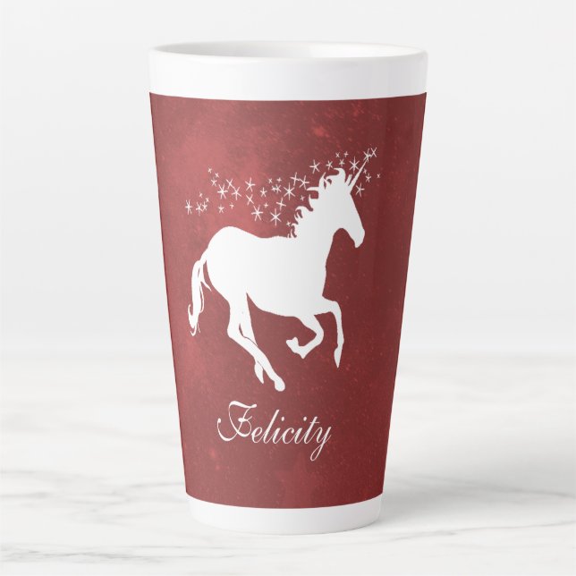 Red Unicorn Personalised Latte Mug (Front)