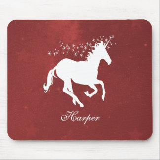 Red Unicorn Personalised Mouse Pad