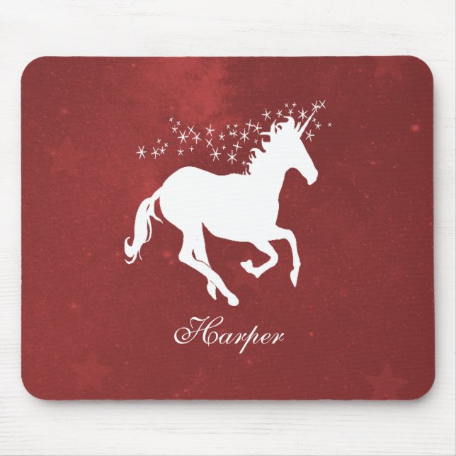 Red Unicorn Personalised Mouse Pad (Front)