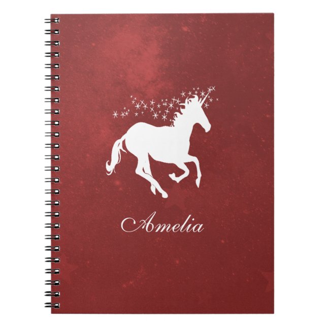 Red Unicorn Personalised Notebook (Front)