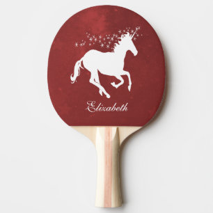 Red Unicorn Personalised Ping Pong Paddle