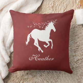 Red Unicorn Personalised Throw Pillow