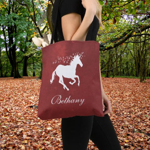 Red Unicorn Personalised Tote Bag