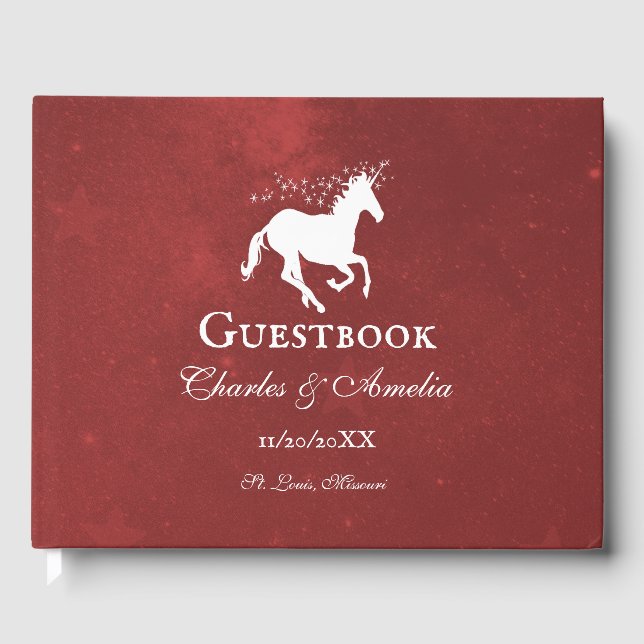 Red Unicorn Wedding Guestbook (Front)