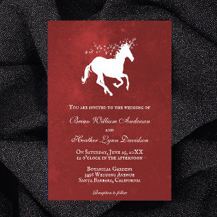 Red Unicorn Wedding Invitation