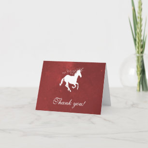 Red Unicorn Wedding Thank You Cards
