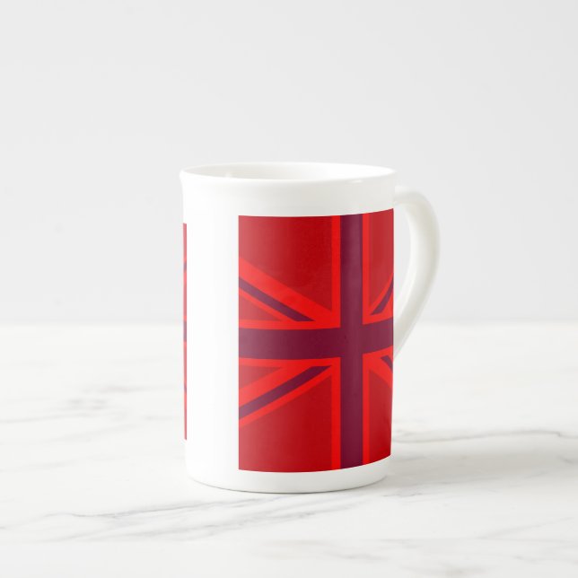 Red Union Jack Bone China Mug (Front Right)