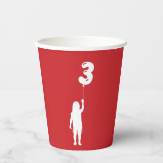 Red Upsherin Boy with 3 Balloon Paper Cups