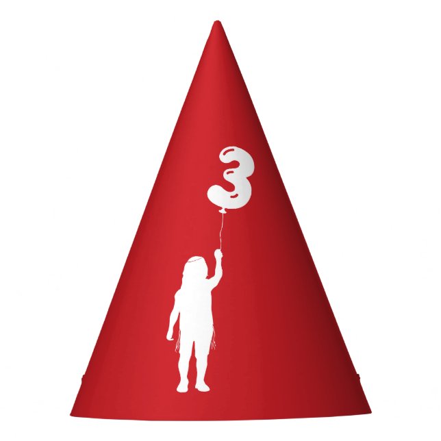 Red Upsherin Boy with 3 Balloon Party Hat (Front)