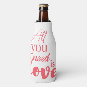 Red, urban graphic design "All you need is love" Bottle Cooler