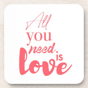 Red, urban graphic design "All you need is love" Coaster