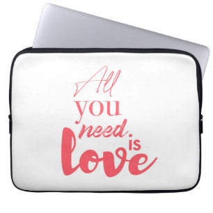 Red, urban graphic design "All you need is love" Laptop Sleeve