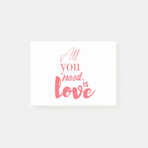 Red, urban graphic design "All you need is love" Post-it Notes