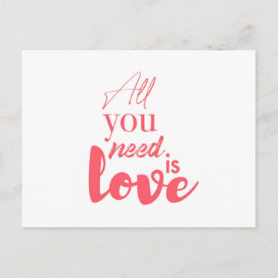 Red, urban graphic design "All you need is love" Postcard
