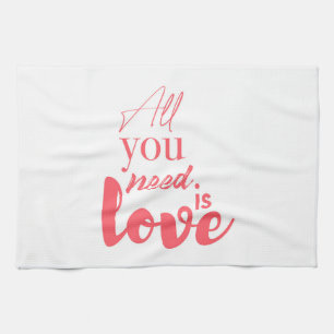 Red, urban graphic design "All you need is love" Tea Towel