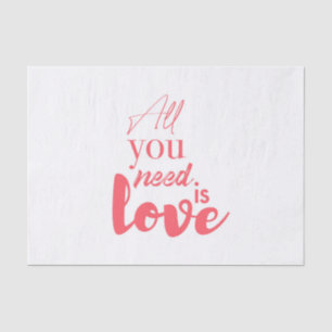 Red, urban graphic design "All you need is love" Tissue Paper
