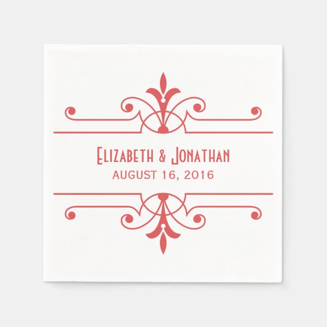 Red v2 Fancy Ornamental Paper Napkins (Front)