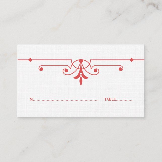 Red v2 Fancy Ornamental Place Card (Front)