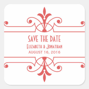 Red v2 Fancy Ornamental Save the Date Stickers